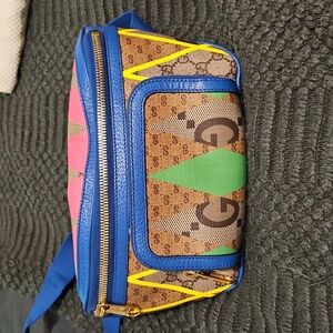 Authentic Gucci GG Supreme Rhombus Large Belt Shoulder Bag